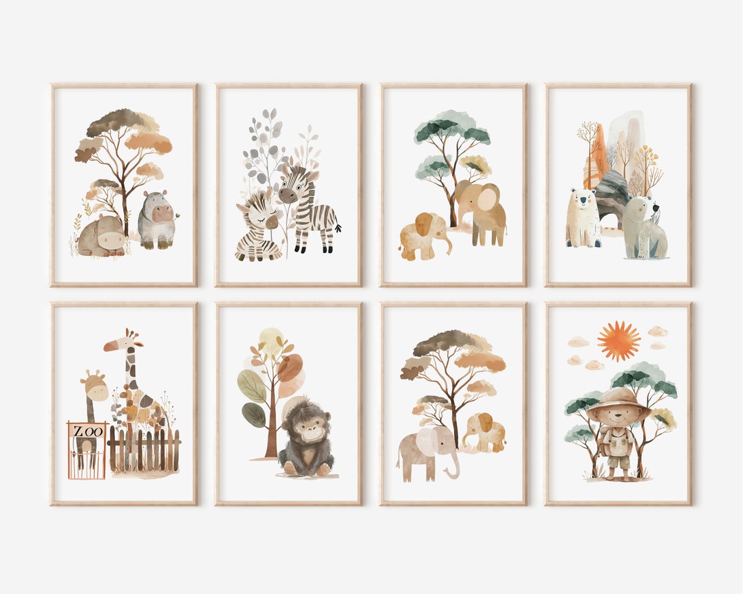 Safari Nursery Decor, Safari Nursery Prints, Nursery Wall Art, Set of 3 ...