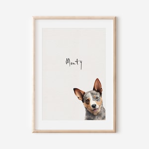 Australian Cattle dog print, dog drawing, art dog print, Cattle dog gift, Cattle dog print, Cattle dog wall art, Dog portrait, Pet portrait