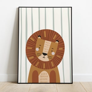 Lion Print, Safari Nursery Prints, Safari Scandi Nursery, Lion Zebra Elephant, Nursery Wall Art, Nursery Prints, Safari Themed Nursery