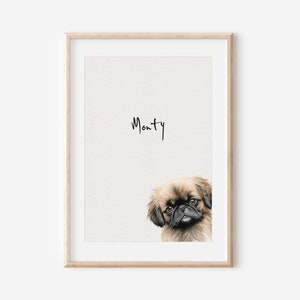 Impresión pequinés, dibujo de perro, impresión de perro de arte, regalo pequinés, impresión pequinés, arte de pared pequinés, retrato de perro