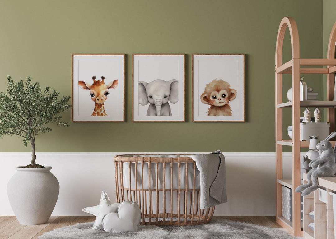 Safari Baby Animal Nursery Prints, Set of 3, Baby Animal Nursery Prints ...