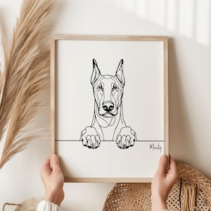 Dobermann print, zeer fijne tekeningen hond print, dobermann foto, leuk cadeau voor dobermann eigenaar, dobermann cadeau, zeer fijne tekeningen, hond afdrukken