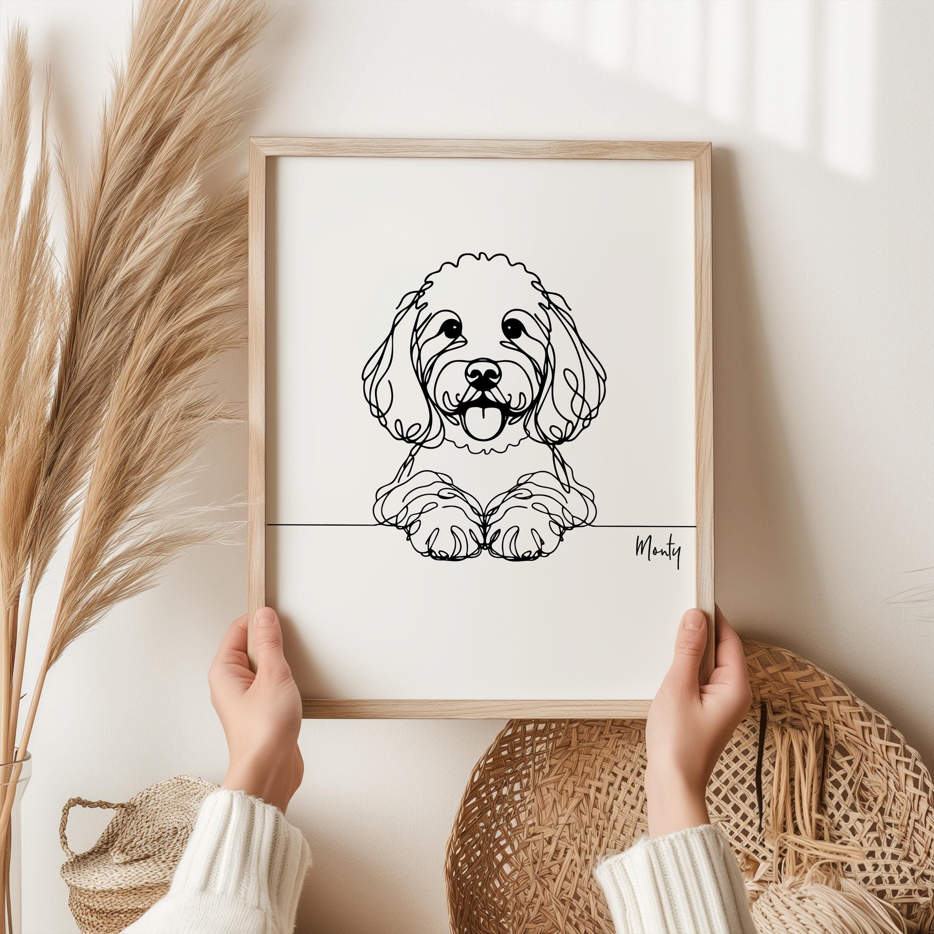 Personalised Cockapoo Print, Cockapoo Line Art, Cockapoo Portrait, Dog ...