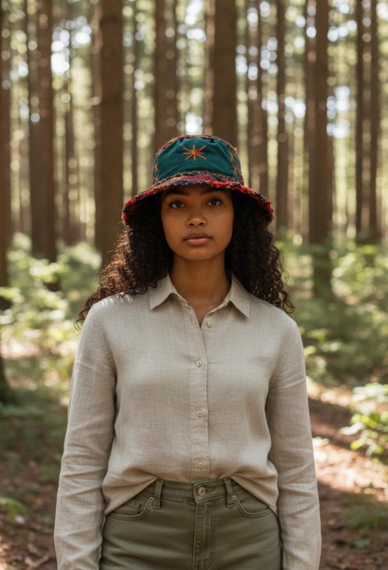 Boho Muster Patchwork Fischerhut Bild 1