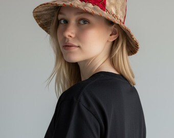Vintage Dark Red Velvet Bucket Hat: Bohemian Winter Style - Etsy display picture 1