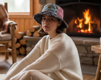 Schwarzer Wildleder Eimer Hut