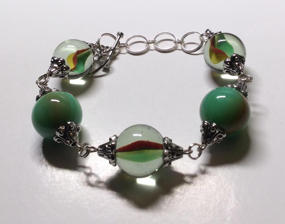 Adjustable Marble Bracelet - Green Eyes - Etsy