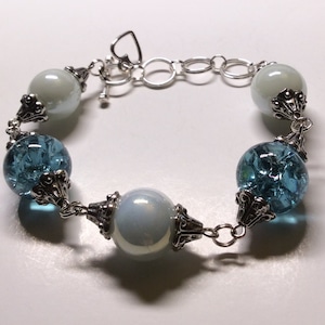 Adjustable Cracked/Fried Marble Bracelet - Snow and Ice