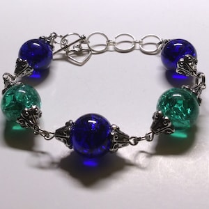 Adjustable Cracked/Fried Marble Bracelet - Cobalt Rain
