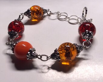 Adjustable Cracked/Fried Marble Bracelet - Autumn Colors