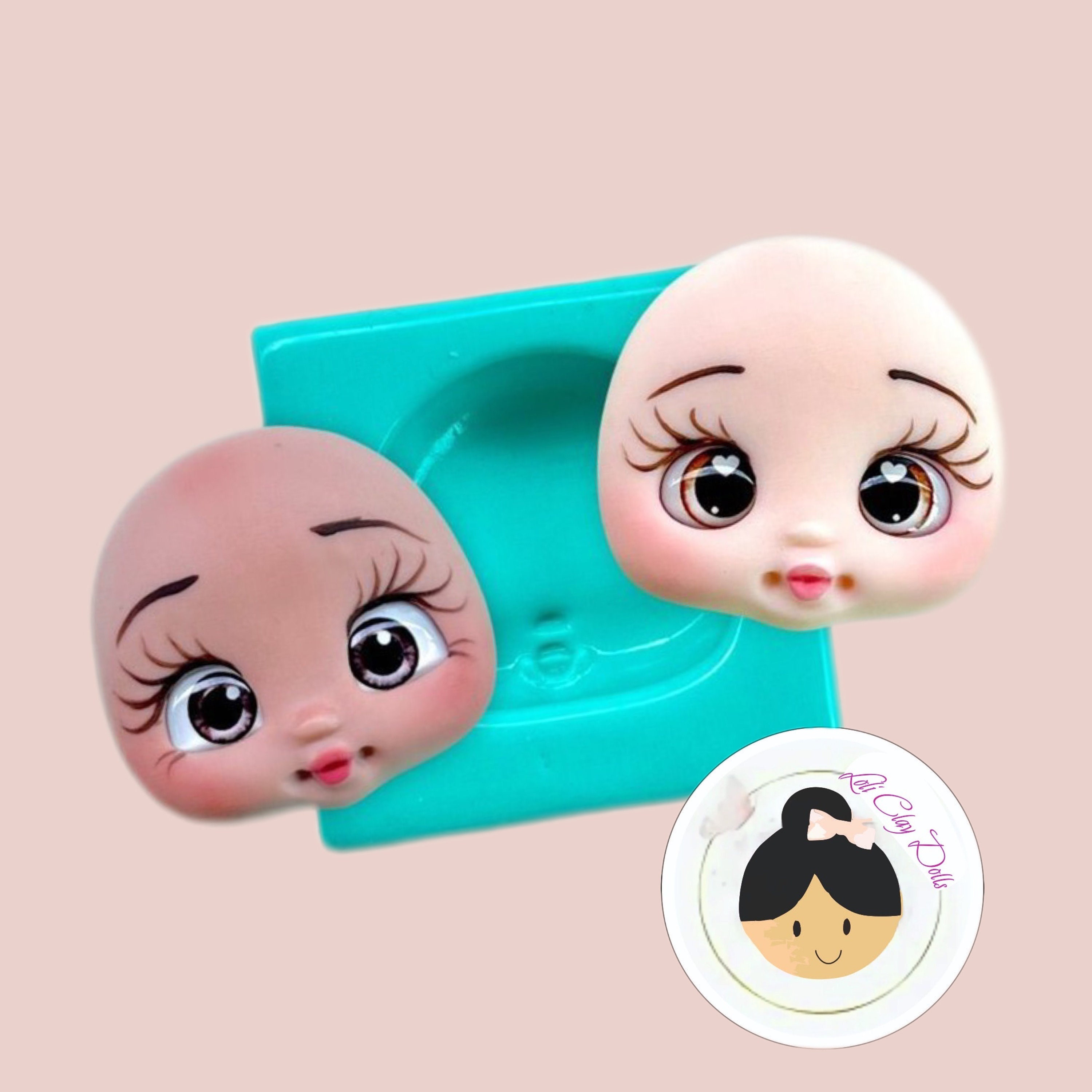 Doll head with nose Silicone Mold MA for Clay Dolls Making, Resin, Soap, Candles and other crafts