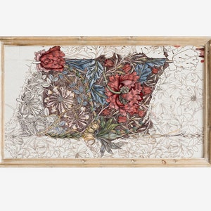 Samsung Frame TV Art, William Morris Honeysuckle Pattern, DIGITAL DOWNLOAD, Textile Fabric Wallpaper Design, Botanical Wall Art, Unfinished