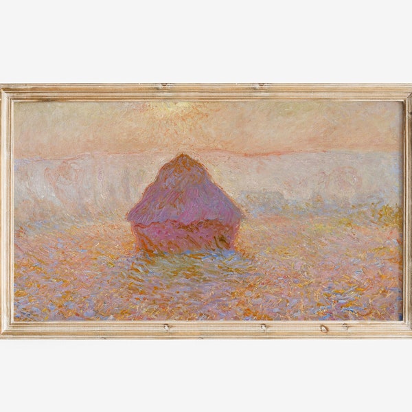 Samsung Frame TV Art, Vintage Landscape Painting, DIGITAL DOWNLOAD, Claude Monet Famous Artist Wall Art, Grainsack - Sun in the Mist