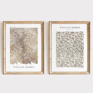 Neutral Tones William Morris Exhibition Posters, Set of 2 Prints, Brown Tones, Botanical Wall Art, Museum Posters,  DIGITAL DOWNLOAD