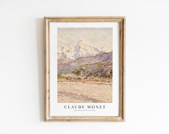Neutral Tones Claude Monet Museum Exhibition Print, Mountain Landscape Painting, Autumn Fall Wall Art, Vintage Fine Art Poster, Beige Tones