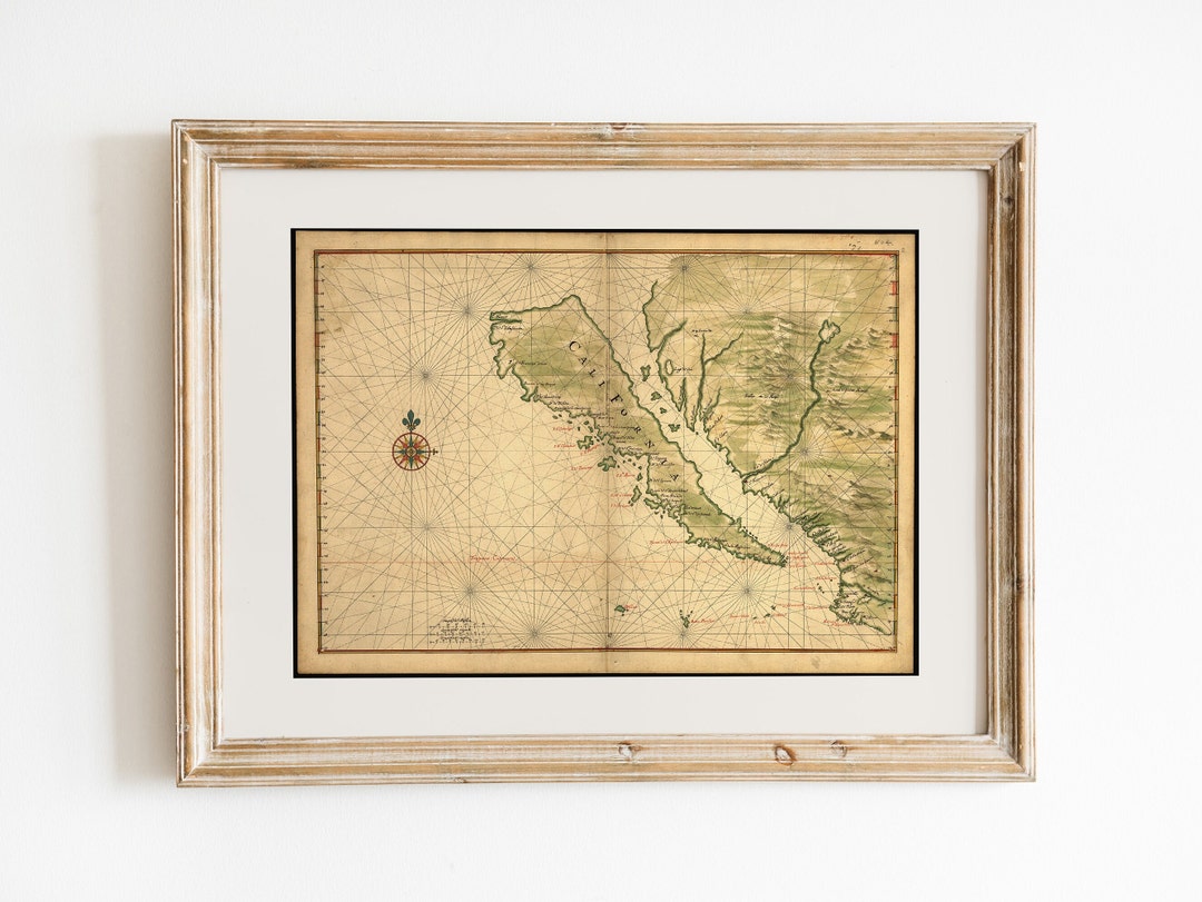 Vintage Map of California Print, Digital Download, Neutral Beige Tones ...