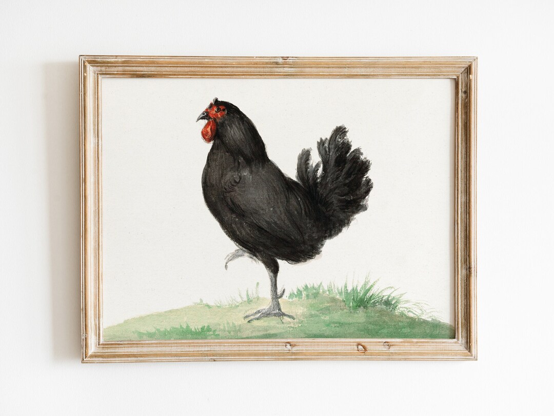 Vintage Rustic Chicken Painting, Kitchen Wall Art, DIGITAL DOWNLOAD ...