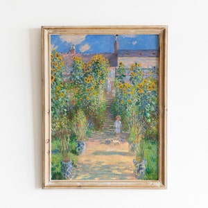 Vintage Claude Monet Landschaftsdruck, digitaler Download, Garten des Künstlers in Vétheuil, impressionistische Malerei, Bauernhausdekor