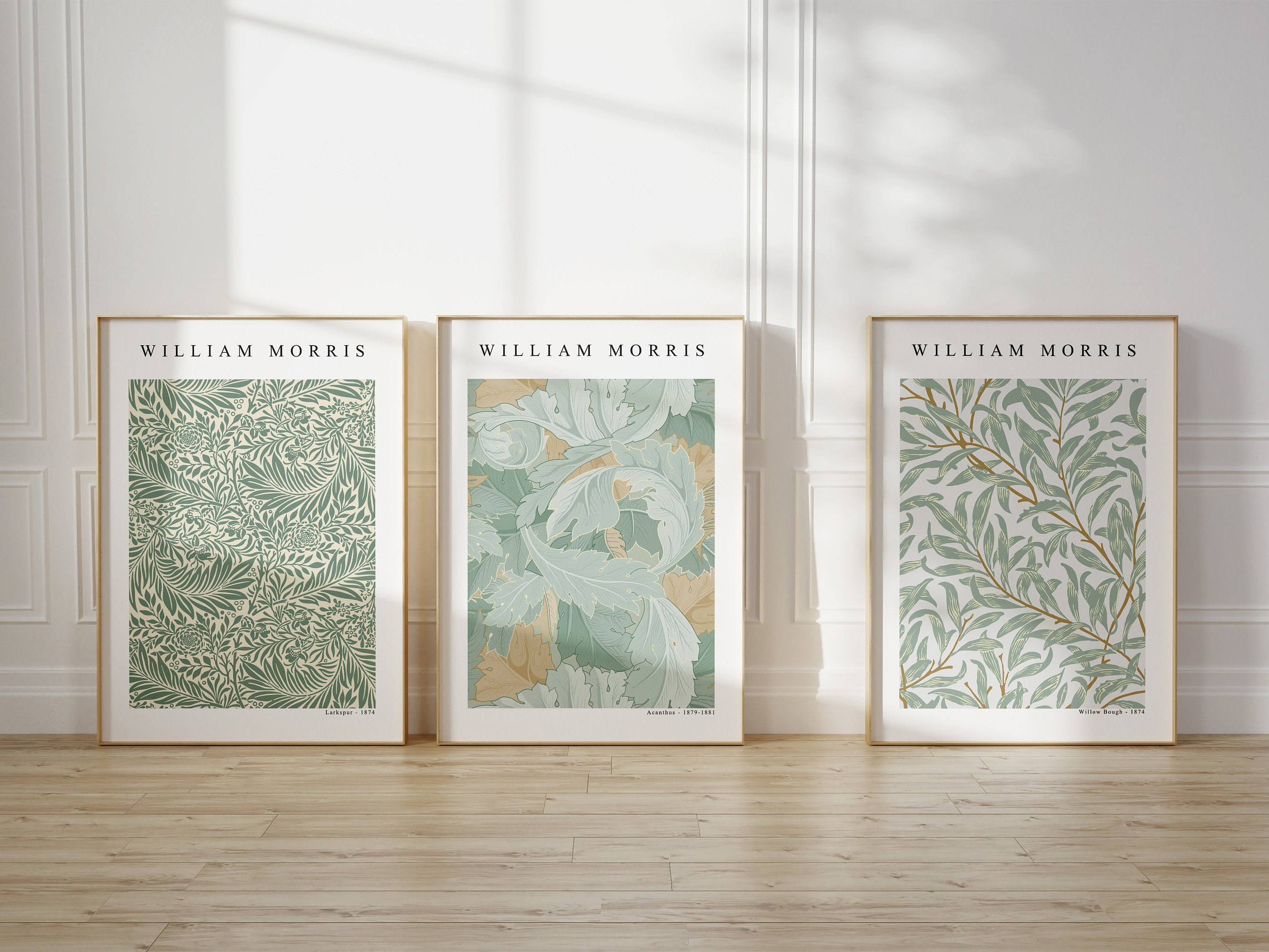 Set of 3 William Morris Sage Green Prints, Digital Download, Botanical ...
