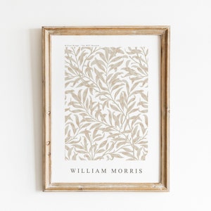 Beige Neutral William Morris Print, Instant Download, Willow Bough Leaf Pattern, Textile Wallpaper Design, Botanical Wall Art, Exhibition