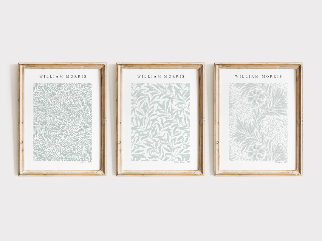 William Morris Sage Green Tones Wall Art, Set of 3 Gallery Prints ...