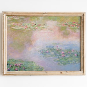 Vintage Claude Monet Water Lilies Print, DIGITAL DOWNLOAD, Famous Landscape Painting, Botanical Wall Art, Nympheas