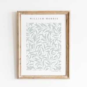 Minimalist Sage William Morris Print, Instant Download, Willow Bough Leaf Pattern, Textile Wallpaper Design, Botanical Wall Art, Exhibition