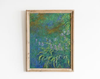 モネの庭のアイリス 1900年 - クロード・モネの手描き油絵複製、花の