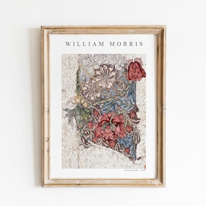 William Morris Honeysuckle Print, Instant Download, Work in Progress Textile Design, Botanical Wall Art, Exhibition Poster, Flower Pattern