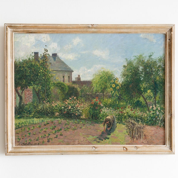 Vintage Camille Pissarro Landscape Print, Digital Download, Artist's Garden At Eragny, Impressionist Painting, European 19th Century Art