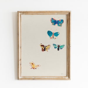 Vintage Butterflies Painting Print, Instant Digital Download, Odilon Redon - Famous Artist, Botanical Wall Art, Butterfly Poster, Minimalist