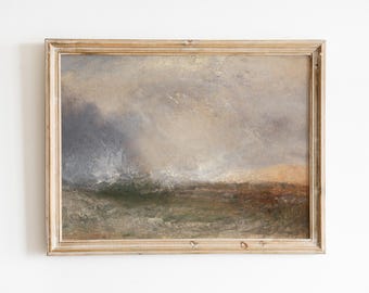 Vintage Abstract Coastal Painting, DIGITAL DOWNLOAD, Abstract Landscape Print, Coastal Wall Art, Muted Shades, William Turner, Horizontal