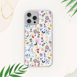 Disney inspired characters phone case collage watercolour pattern phone case for iPhone Samsung Huawei. Many models available.