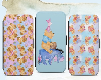 Winnie the Pooh Eeyore Pattern Phone Case Cover Flip Wallet for iPhone Samsung Google Pixel