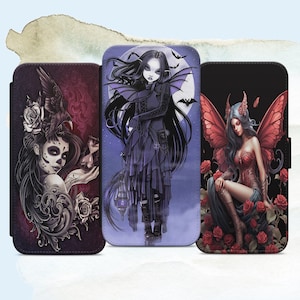 Gotisch telefoonhoesje Raven Timekeeper telefoonhoesje 7 11 12 16 15 14 Max Flip Wallet Cover Samsung S20 S21 FE A12 A32 A52 A26 A36 A56 Google Pixel