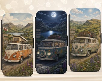 Hippie Van Personalised Phone Case for iPhone Samsung Google Pixel. British countryside.