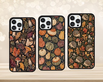 Mushroom Pattern Hog Pumpkin Cozy Print Phone Case for iPhone Samsung Pixel