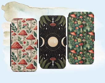 Funda tipo cartera con estampado de setas para iPhone, Samsung y Google Pixel.