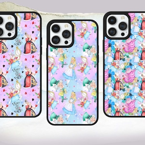 Alice in Wonderland Floral Pink Pattern Phone Case cover for iPhone Samsung Google Pixel
