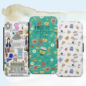 Funda tipo cartera con tapa abatible para iPhone, Samsung Galaxy y Google Pixel de Gilmore Girls, Luke's Diner Coffee Stars.