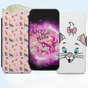 Mary Cat Aristocrat Cats Cheshire Cat Pootafdrukpatroon Kat Telefoonhoesje Flip Wallet Cover voor iPhone Samsung Huawei. Veel modellen beschikbaar.