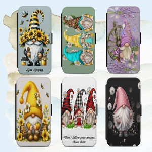Funda para teléfono Gonk con tapa tipo billetera, regalo de abeja de miel para su iPhone, Samsung Pixel, muchos modelos disponibles, funda para teléfono escandinava con diseño de gnomo y vibraciones de primavera y verano