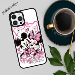 Custodia per telefono rosa con citazione di Minnie e Topolino per iPhone, Samsung, Google Pixel, Magic Kingdom, un regalo carino per lei