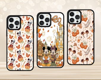 Minnie Mickey Autumn Pattern Castle Characters Phone Case for iPhone Samsung Pixel