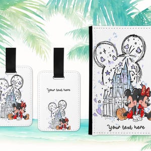Disney Castle  trip inspired name personalised passport cover holder and luggage tag set Girls passport holder cover vacation