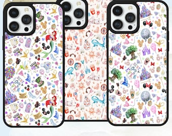 Disney inspired never grow up characters collage pattern watercolour phone case for iPhone Samsung Google Pixel. Many models available.
