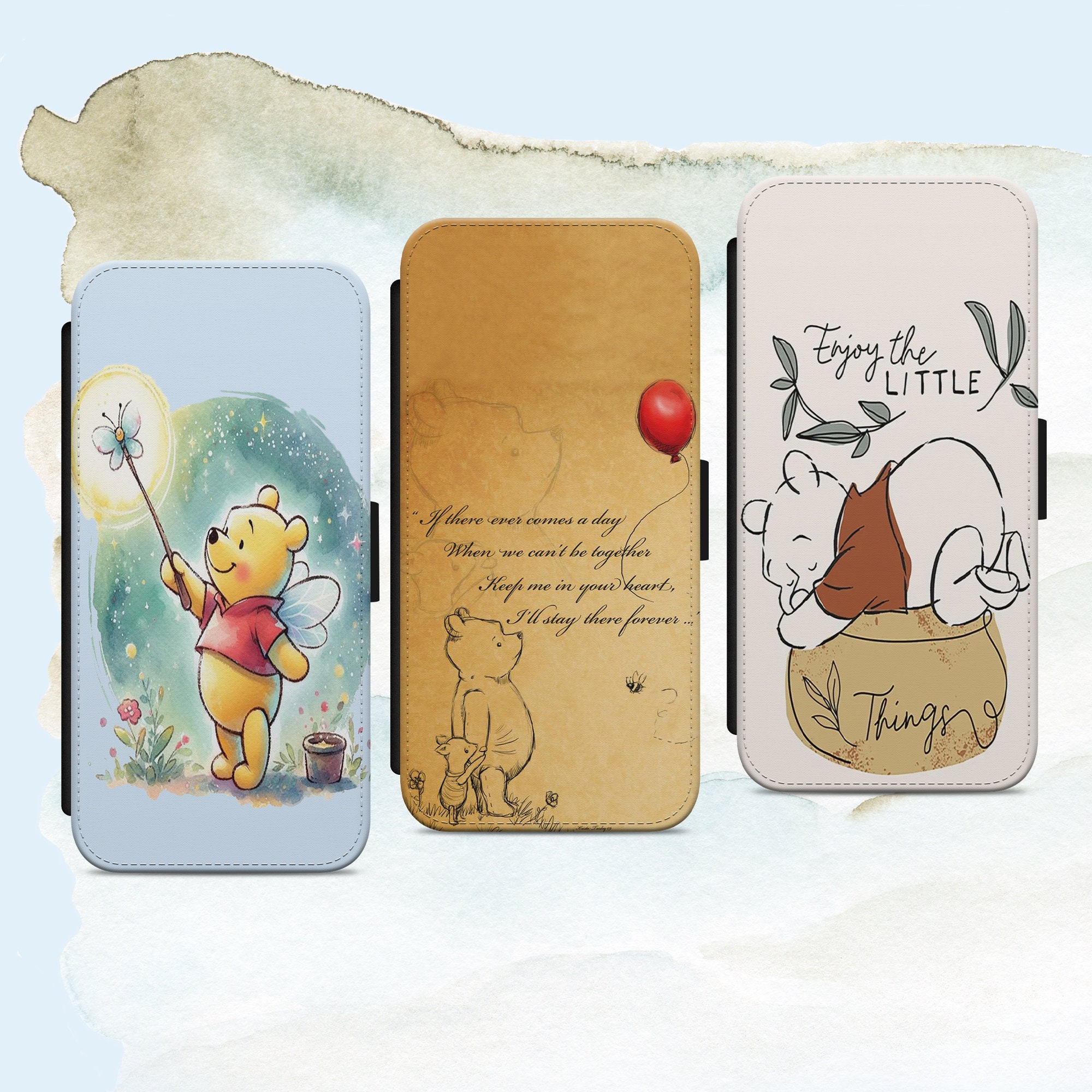 Winnie the Pooh Phone Case Flip Wallet Cover for Iphone