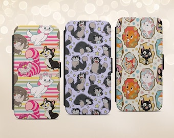 Mary Cat Pattern Gift Phone Case for iPhone Samsung Galaxy Google Pixel Flip Wallet Holder