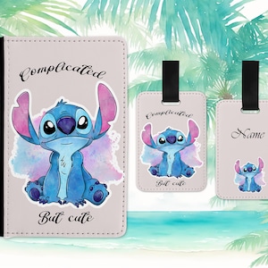 Lilo and Stitch Stitch Print Cute custom name personalised passport cover holder and luggage tag set Travel Gift Set Holiday Custom Gift
