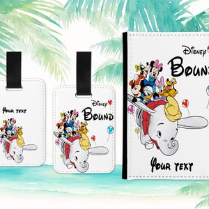 Disney trip inspired name personalised passport cover holder and luggage tag set Kids passport holder cover family name vacation holiday